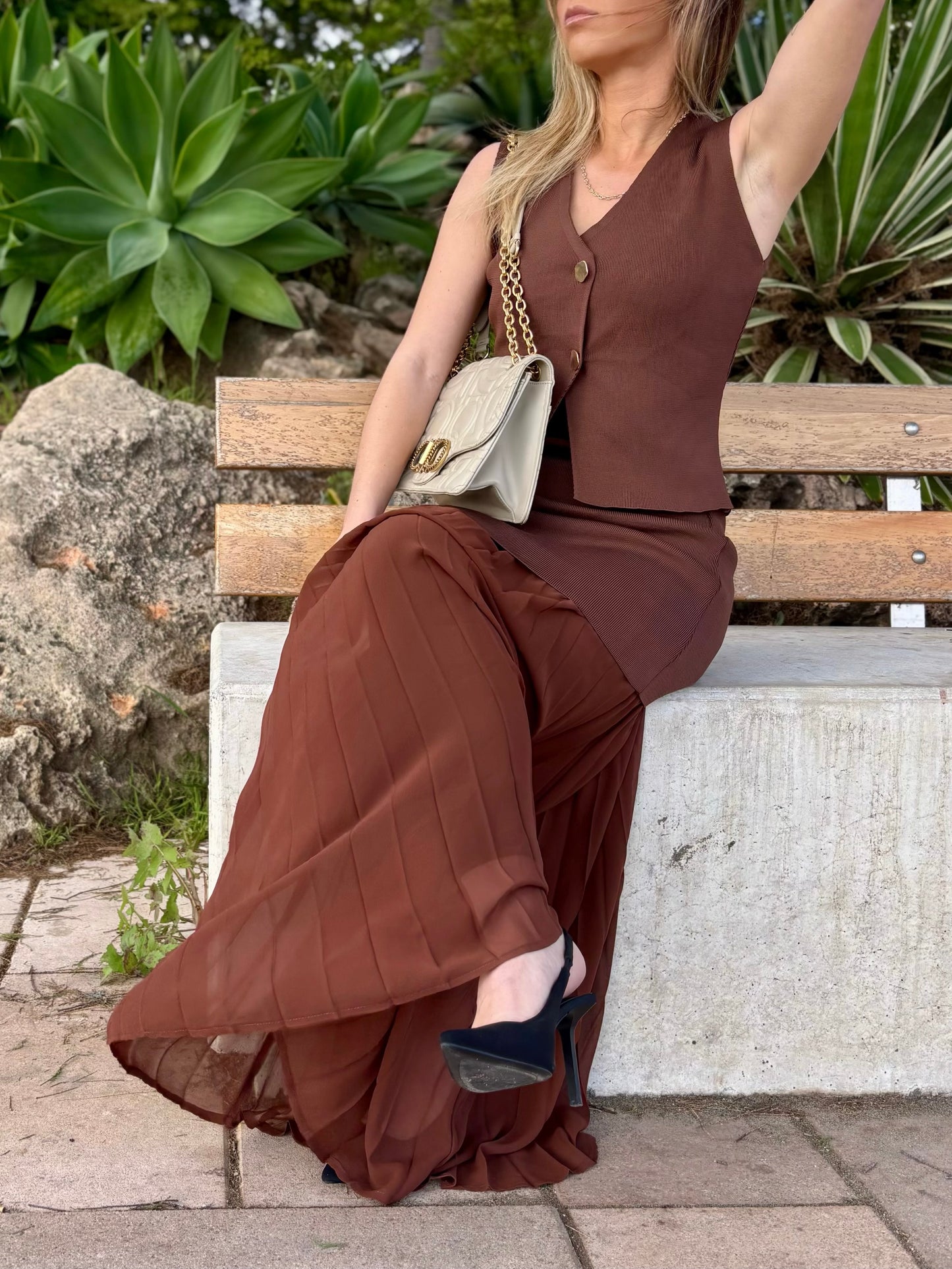Conjunto Sin Mangas Marrón