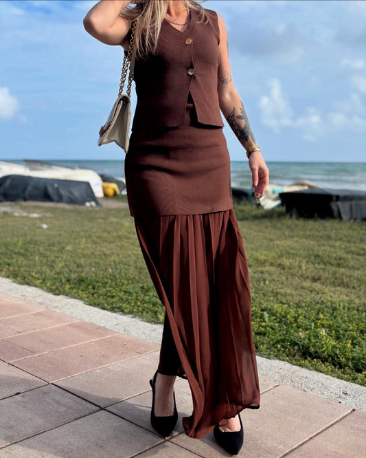 Conjunto Sin Mangas Marrón