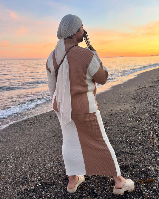 Conjunto Camel y Blanco